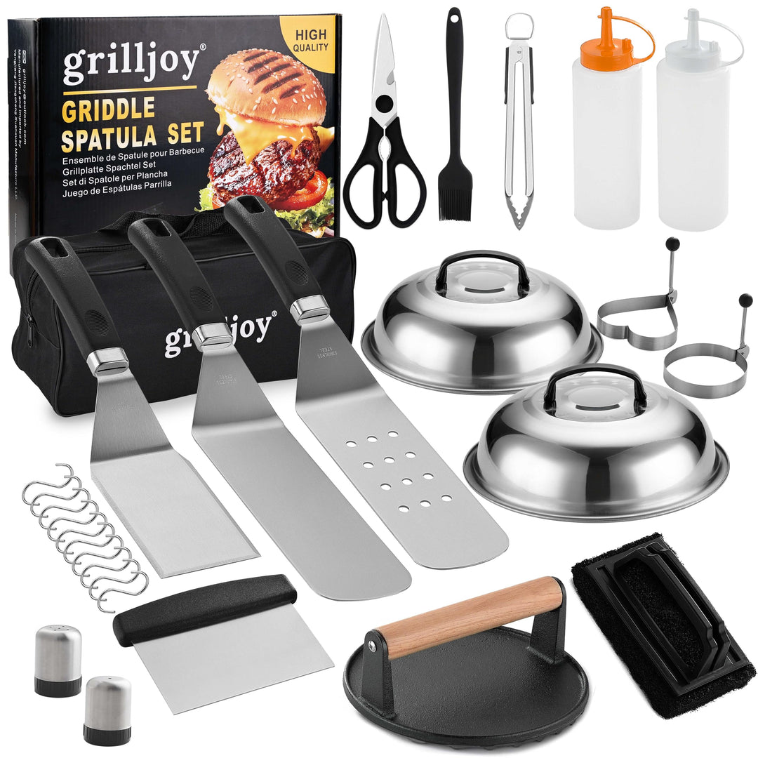 Grillzubehör Set Edelstahl 28-teilig mit Tragetasche für Plancha