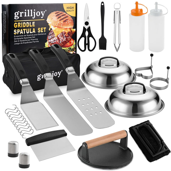 Grillzubehör Set Edelstahl 28-teilig mit Tragetasche für Plancha