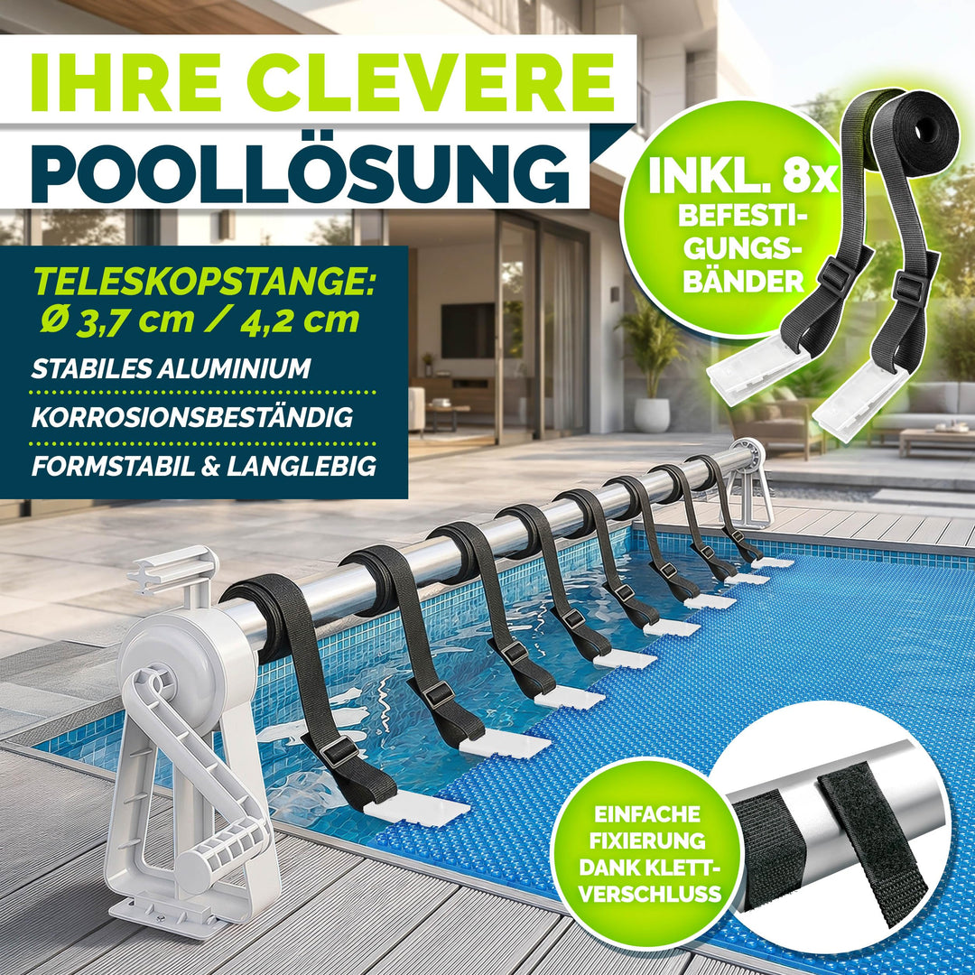 Pool Aufroller Teleskop Aluminium 1,05–6,15 m mit Thermometer - Bild 4