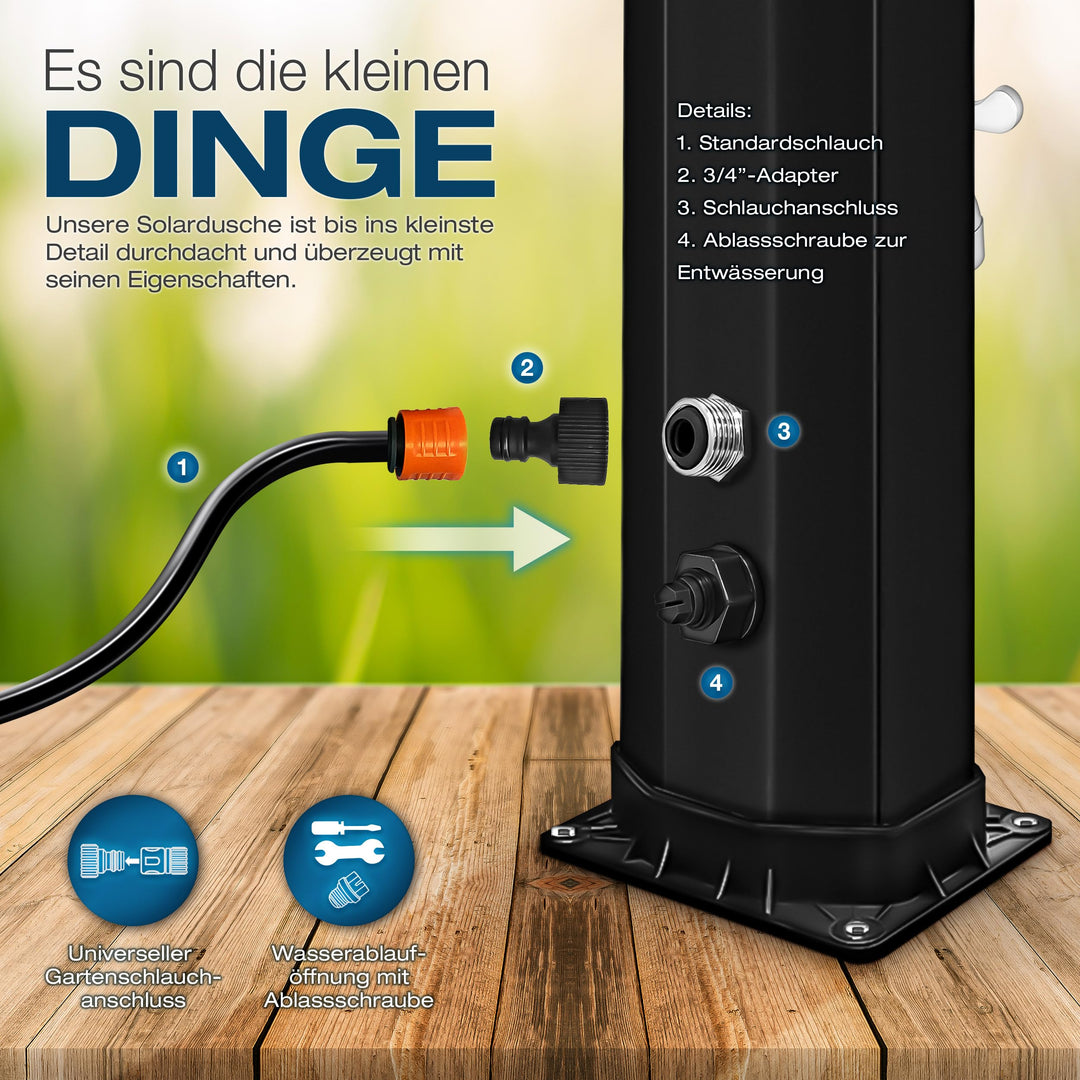 Solardusche 40 L mit Abdeckung schwarz/grün Gartendusche - Bild 8