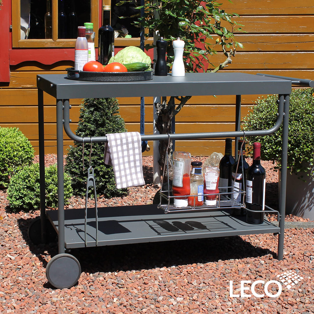 Grill-Serviertisch Stahl anthrazit mit Rollen 100x47x73 cm - Bild 2