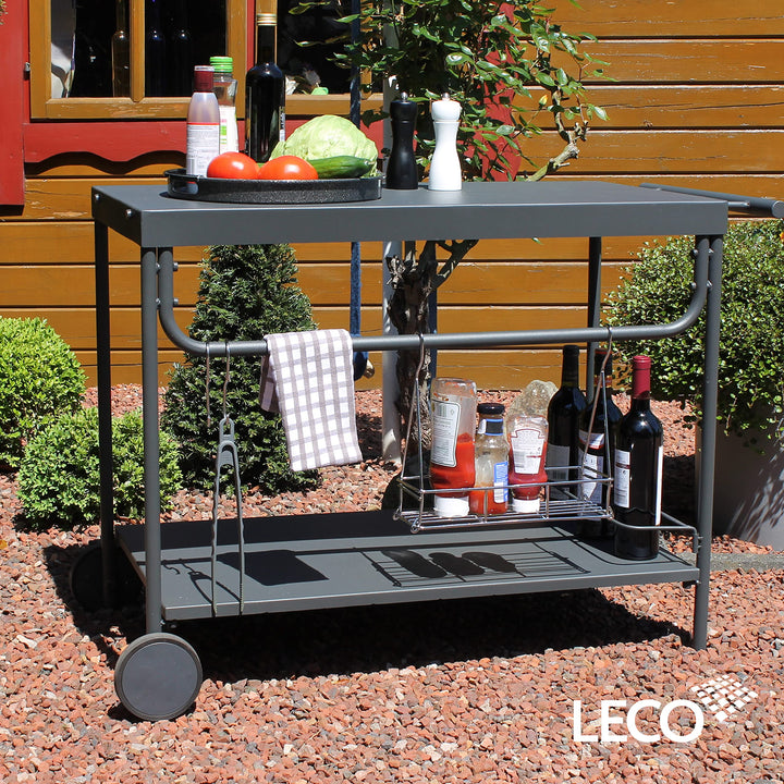 Grill-Serviertisch Stahl anthrazit mit Rollen 100x47x73 cm - Bild 2