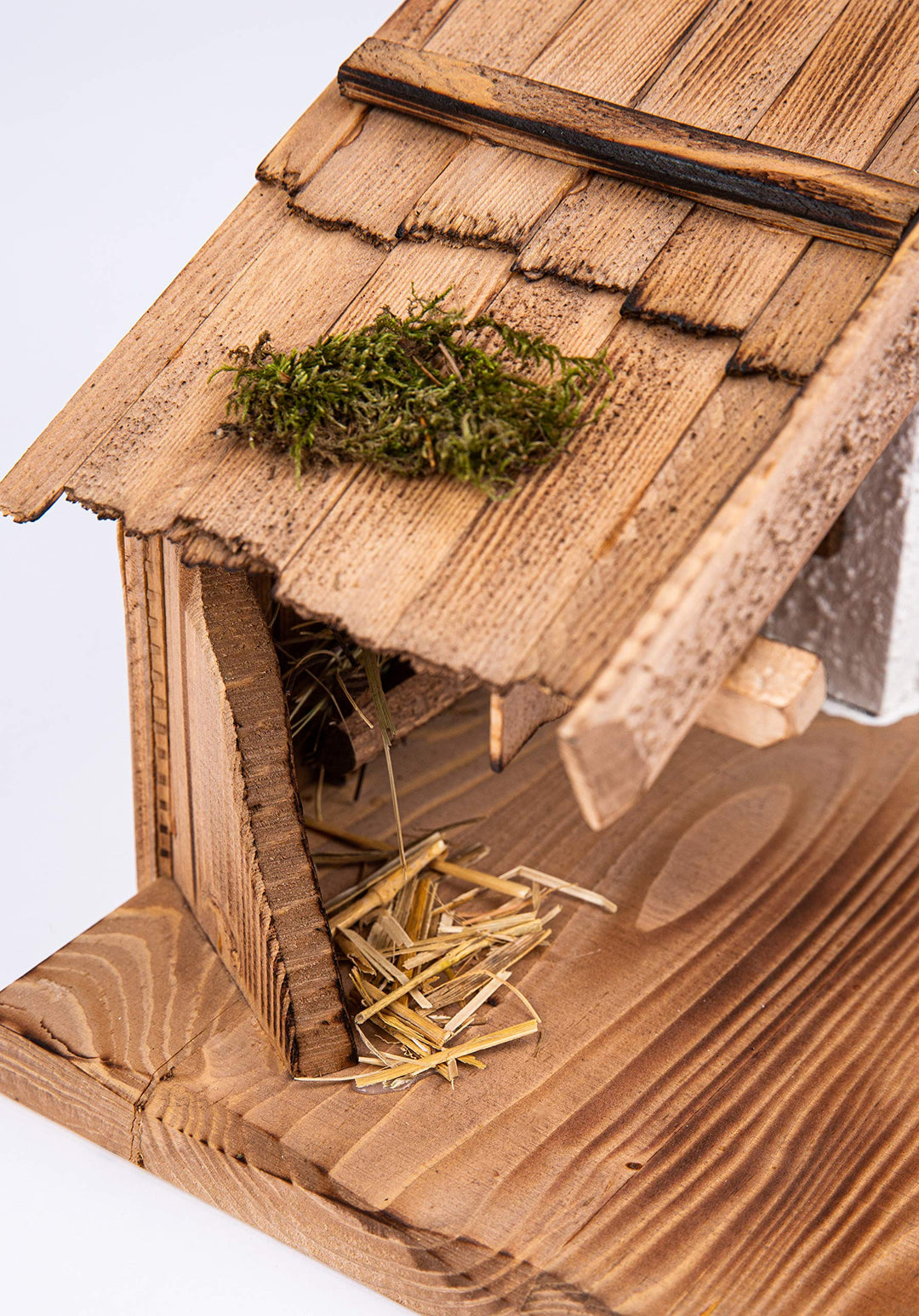 Weihnachtskrippe Holz Handarbeit 40x21x22 cm Echtholz Braun - Bild 5