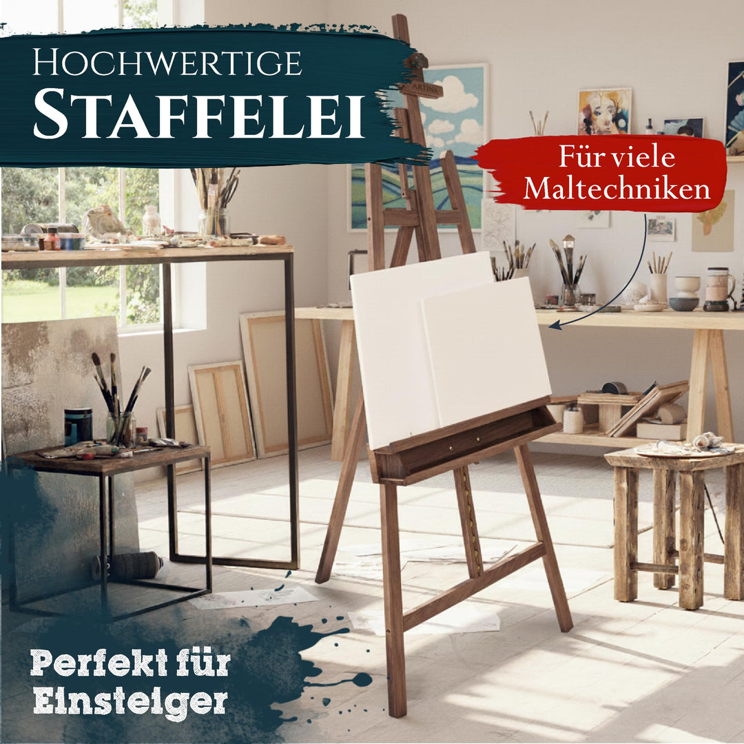 Holzstaffelei Buche gross für Leinwände bis 120 cm höhenverstellbar - Bild 3