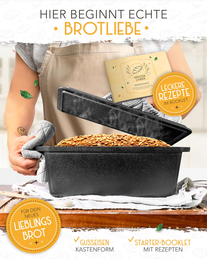Brotbackform Gusseisen mit Deckel rechteckig 28 cm - Bild 3
