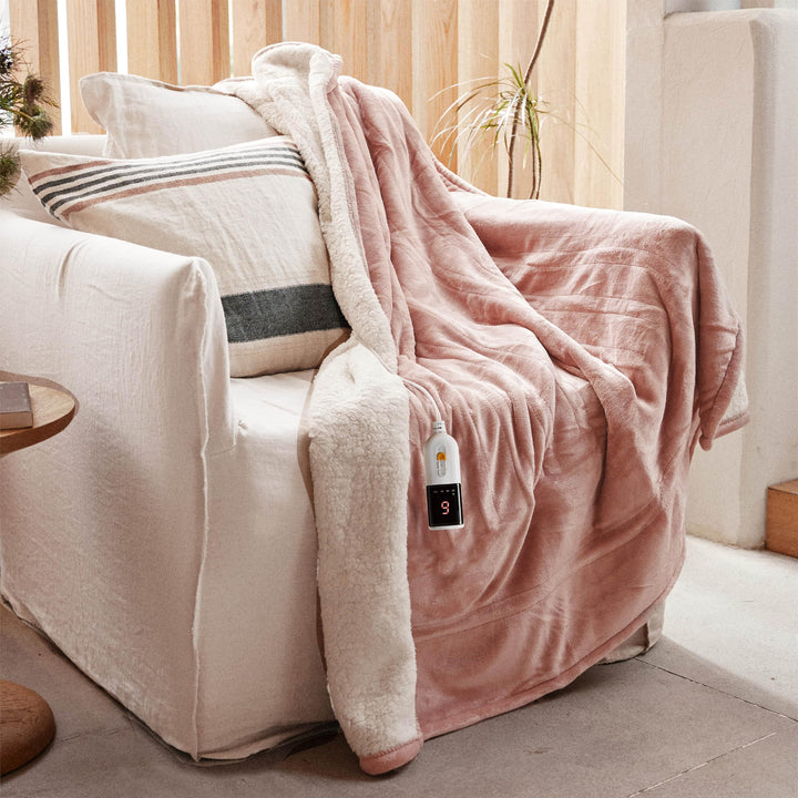 Heizdecke Plüsch-Sherpa 130x180cm 9 Stufen Abschaltautomatik Rosa