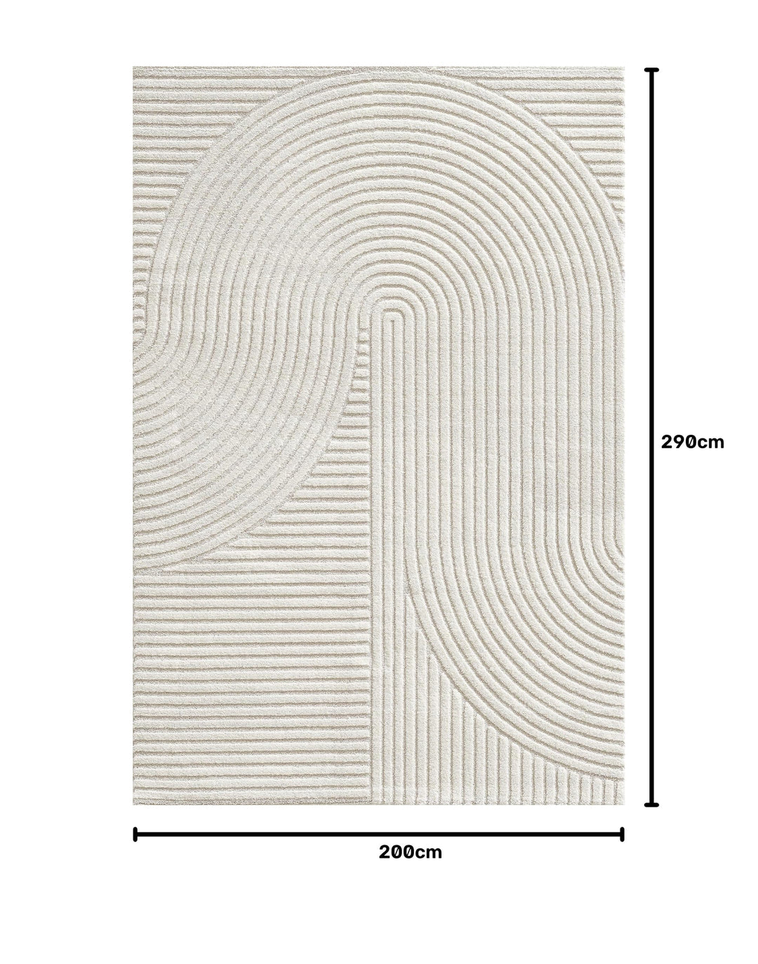 Kurzflor Teppich Hoch-Tief-Struktur 3D-Effekt Creme 200x290 cm - Bild 2