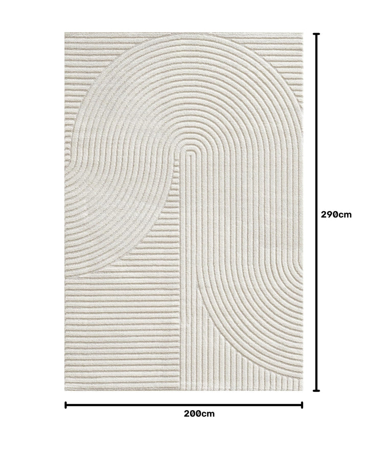 Kurzflor Teppich Hoch-Tief-Struktur 3D-Effekt Creme 200x290 cm - Bild 2