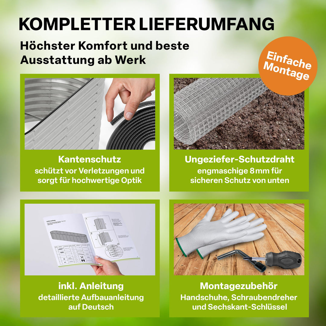 Hochbeet Metall verzinkt 240x80x80cm mit Ungeziefer-Draht - Bild 4