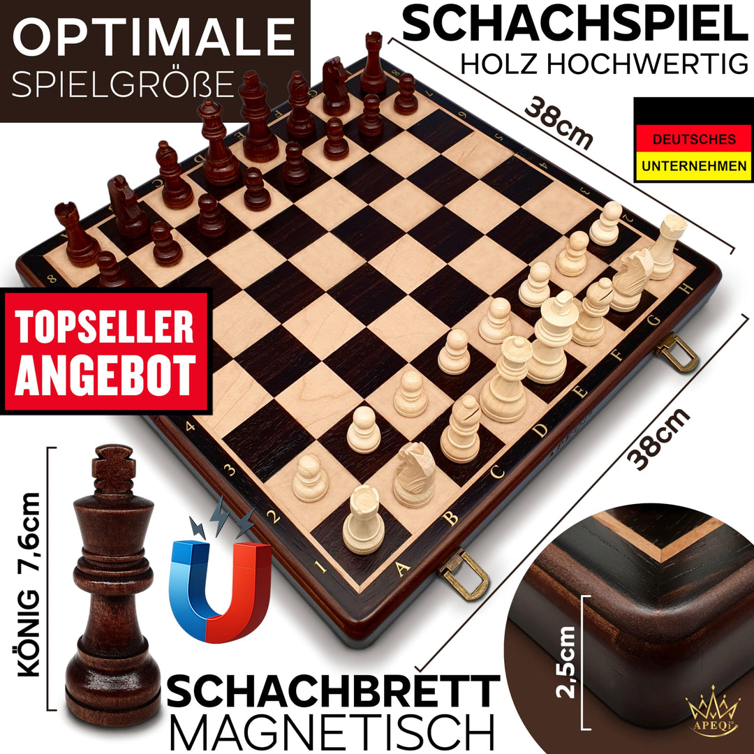 Schachspiel Holz magnetisch 38x38cm mit Metallverschluss - Bild 2