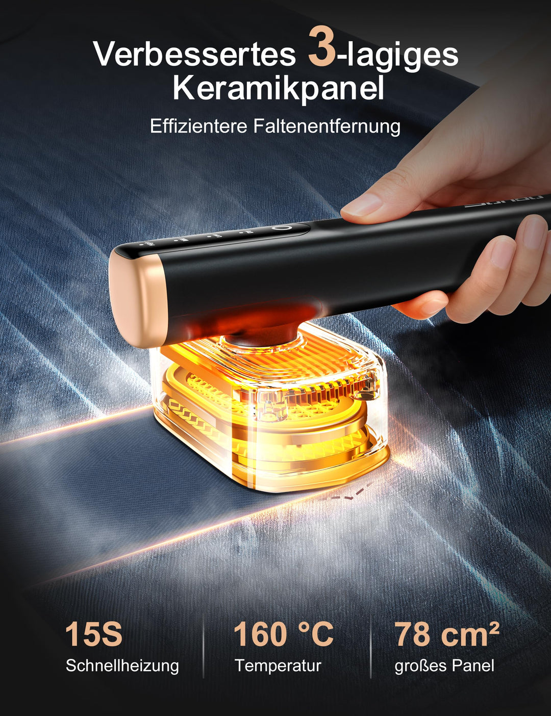 Dampfglätter Reisebügeleisen Keramik 2 Wassertanks 280 ml 1200W - Bild 3