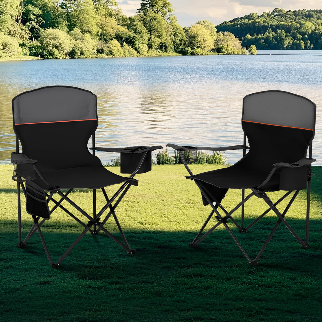 Campingstuhl klappbar 2er-Set mit Kühltasche 120 kg belastbar - Bild 2