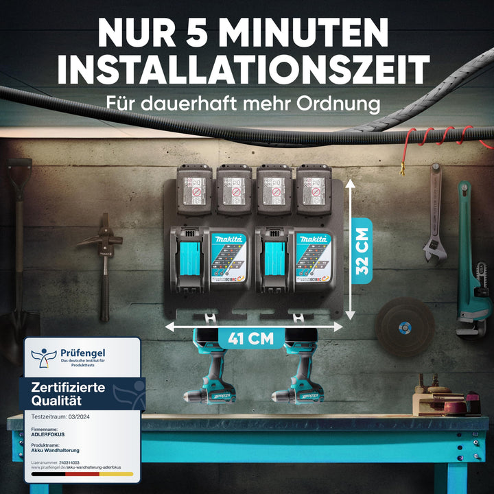 Wandhalterung Akkus &amp; Ladegeräte 18V/14V mit Lüftung, Made in Germany - Bild 4