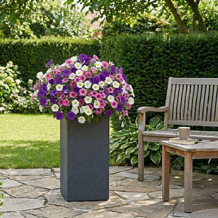 Pflanzkübel XXL Kunststoff anthrazit eckig 80 cm Pflanzsäule - Bild 5