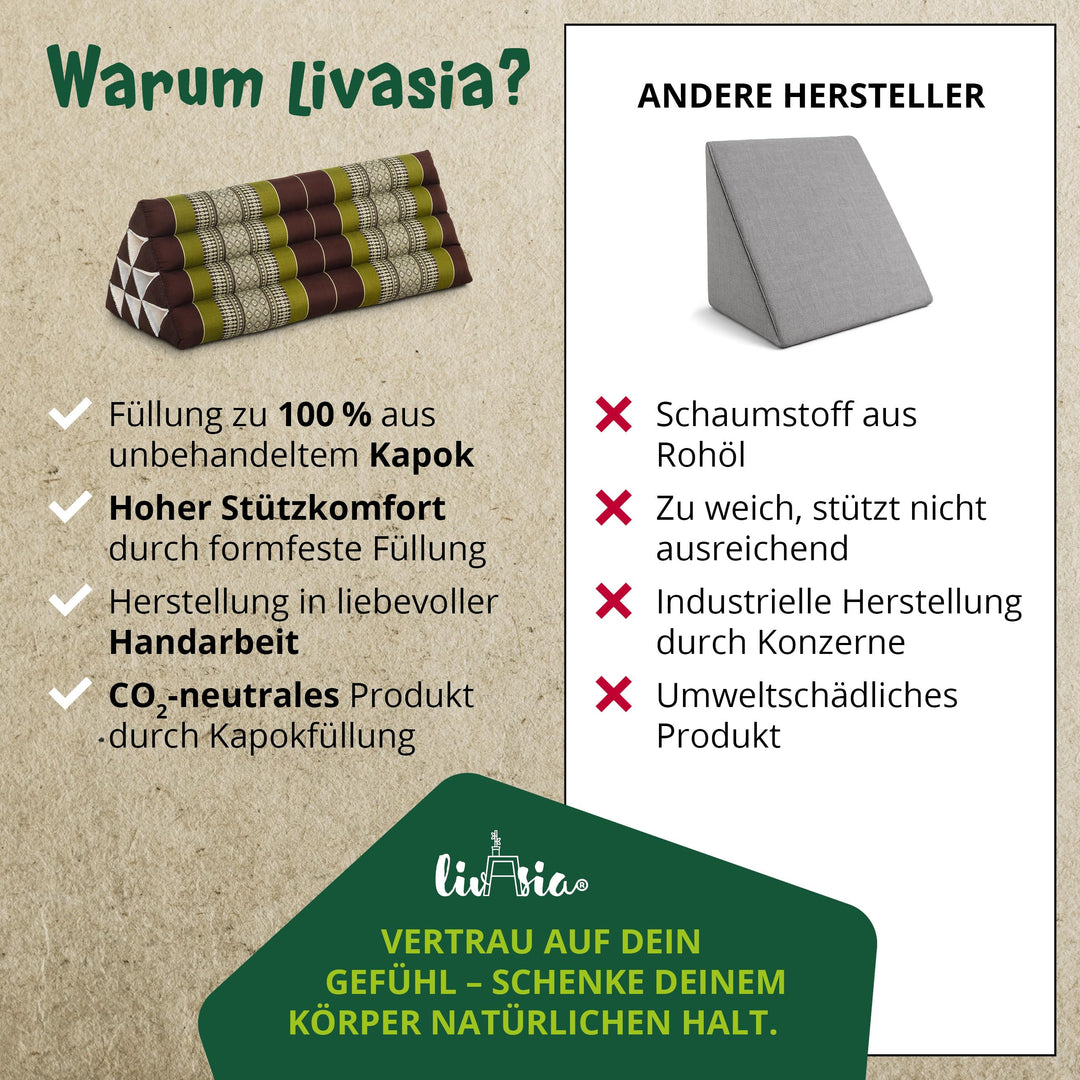 Dreieckskissen Kapok 33x80x30 cm Rückenstütze Outdoor Paare - Bild 6