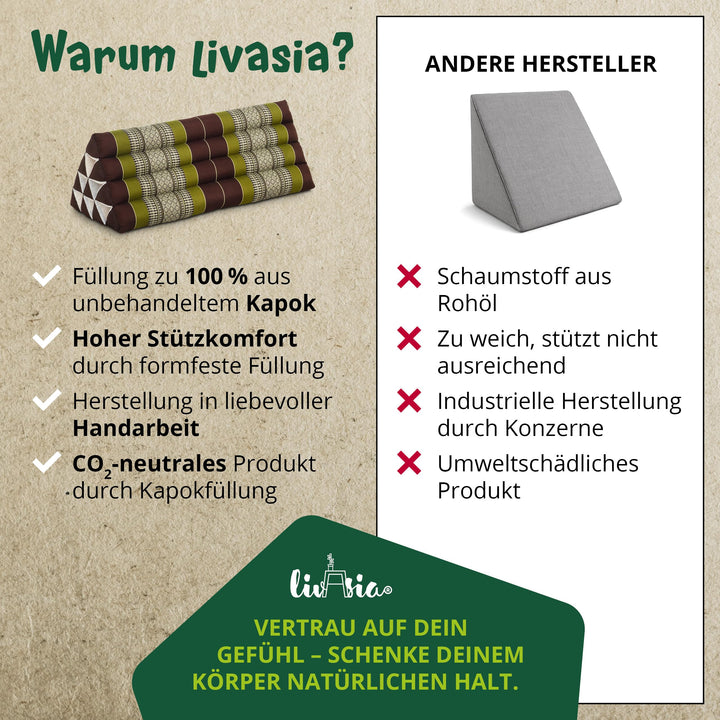 Dreieckskissen Kapok 33x80x30 cm Rückenstütze Outdoor Paare - Bild 6