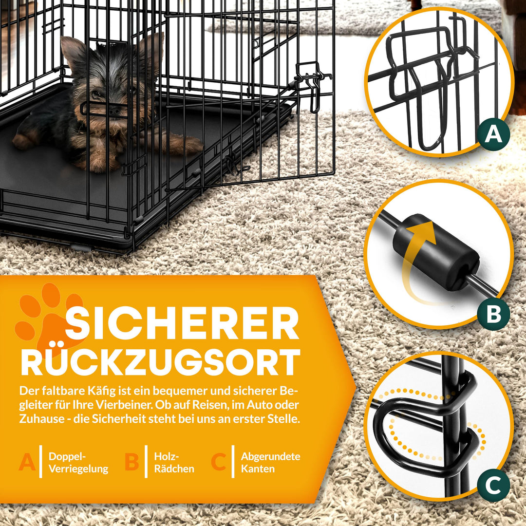 Hundekäfig faltbar Metall 91x58x64 cm mit 2 Türen für Hund &amp; Katze - Bild 3