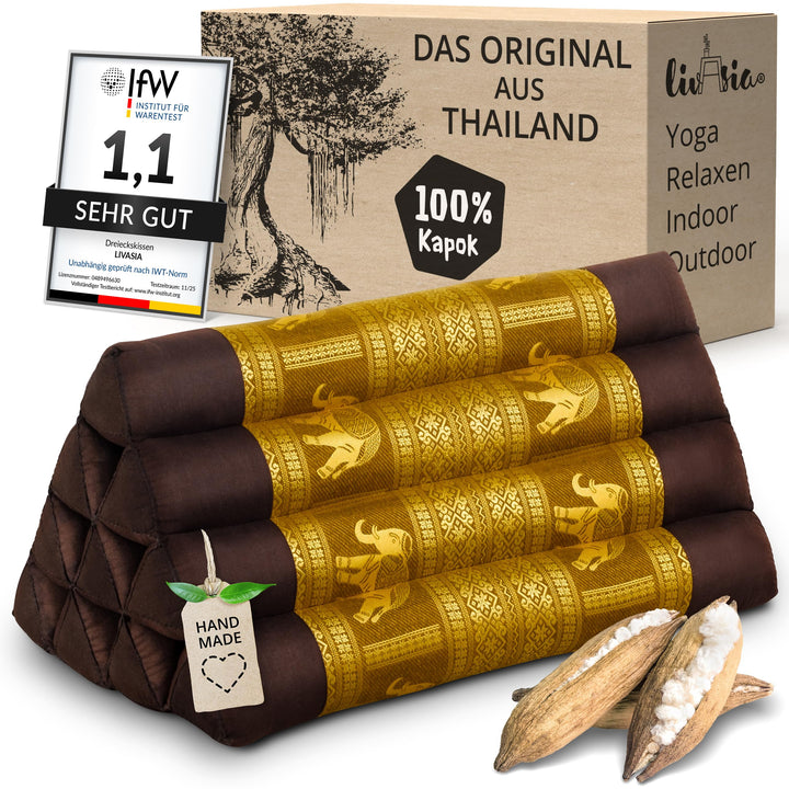 Rückenstützkissen Thaiseide Kapok Dreieckskissen 32x55x30cm Outdoor