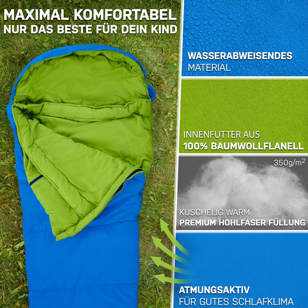 Kinderschlafsack 3-Jahreszeiten 175x70cm mit Kissenfach Camping - Bild 4