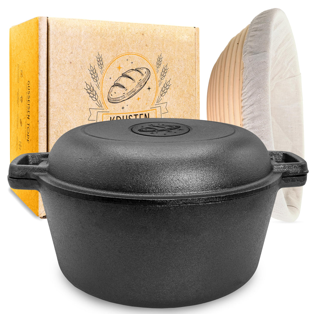 Brotbacktopf Gusseisen 26 cm mit Gärkörbchen Rattan-Set - Bild 8