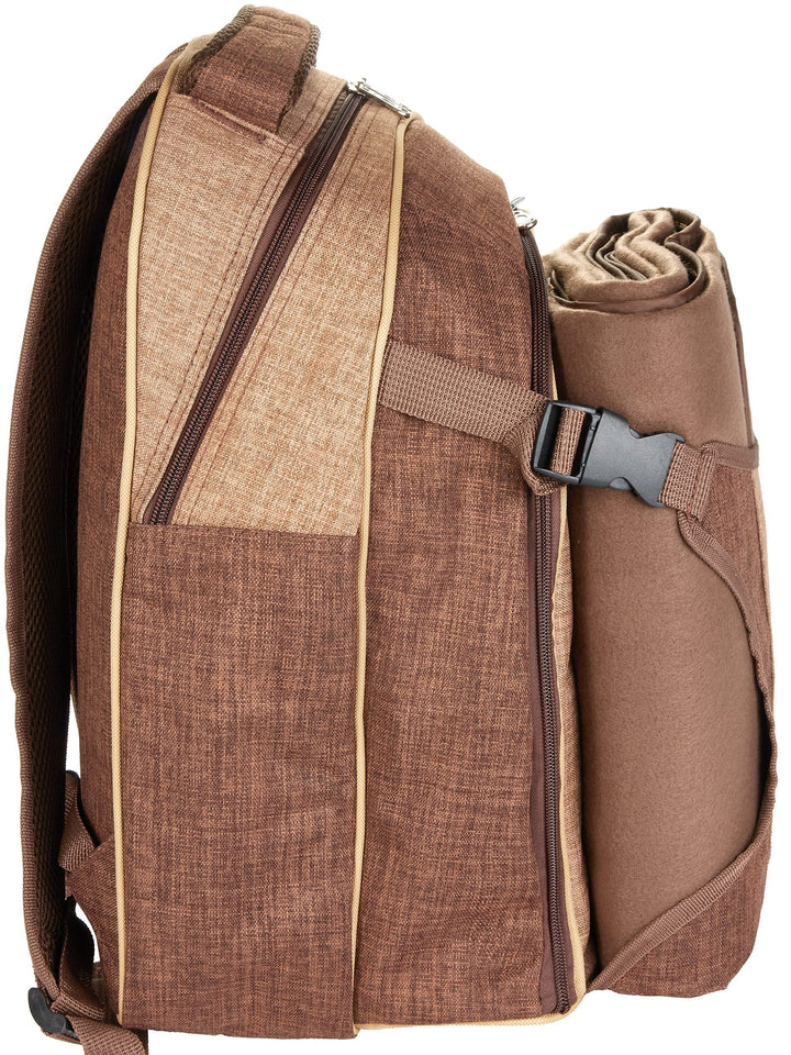 Picknickrucksack 4 Personen mit Kühlfach und Picknickdecke Braun - Bild 6