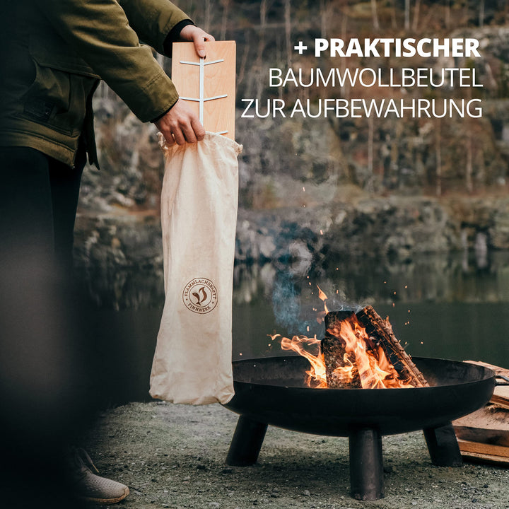 Flammlachsbrett Birkenholz mit Edelstahl-Halterung und Winkelsystem - Bild 7