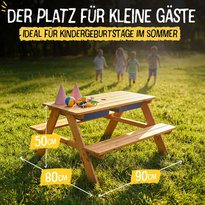 Kindersitzgruppe mit Matschtisch Holz 2-in-1 Outdoor 90x80x50 cm - Bild 2