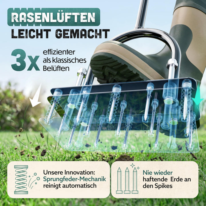 Aerifiziergabel manuell selbstreinigend höhenverstellbar Rasen - Bild 2