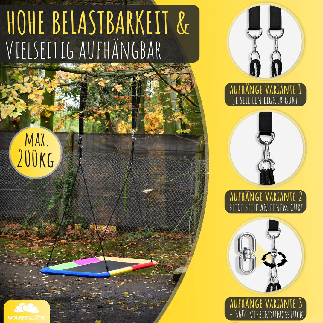 Nestschaukel eckig 150x80 cm 3-in-1 bis 200 kg für Innen und Aussen - Bild 6