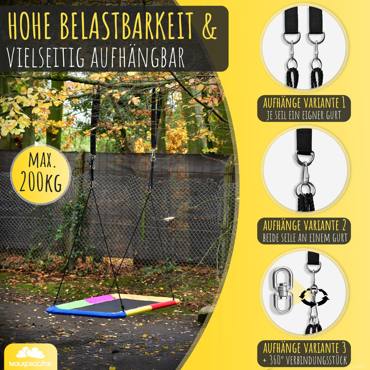 Nestschaukel eckig 150x80 cm 3-in-1 bis 200 kg für Innen und Aussen - Bild 6