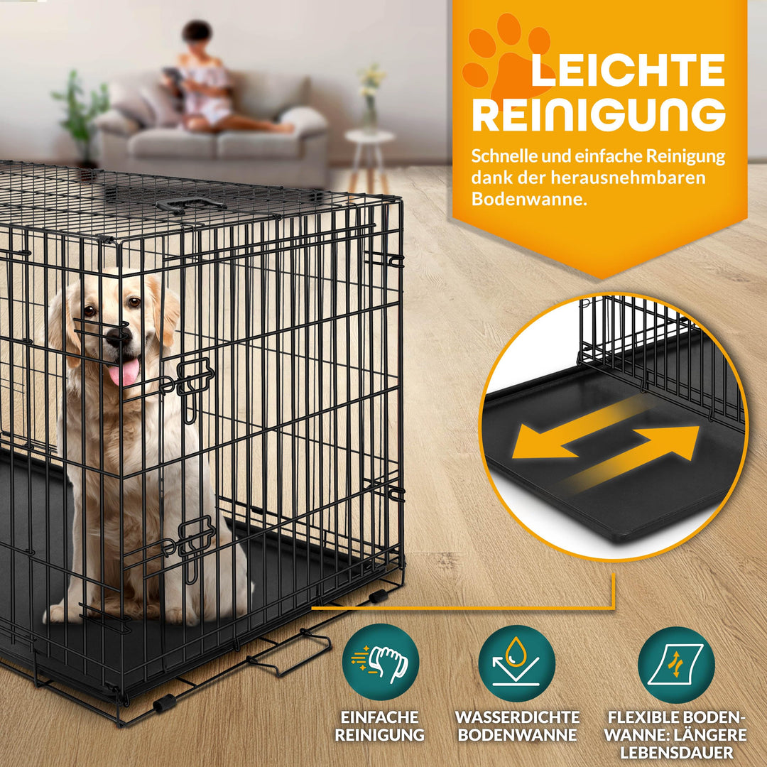 Hundekäfig faltbar Metall 91x58x64 cm mit 2 Türen für Hund &amp; Katze - Bild 4