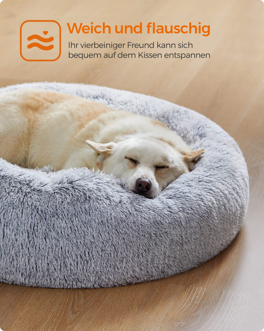 Hundebett Donut Plüsch 80 cm waschbar für Hunde bis 20 kg - Bild 3
