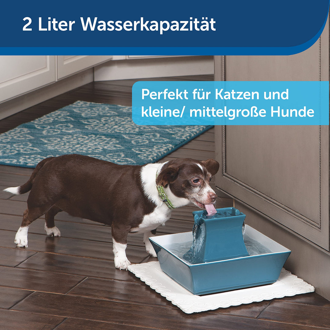 Katzentrinkbrunnen Keramik 2L mit Doppelwasserfall für Katzen - Bild 3