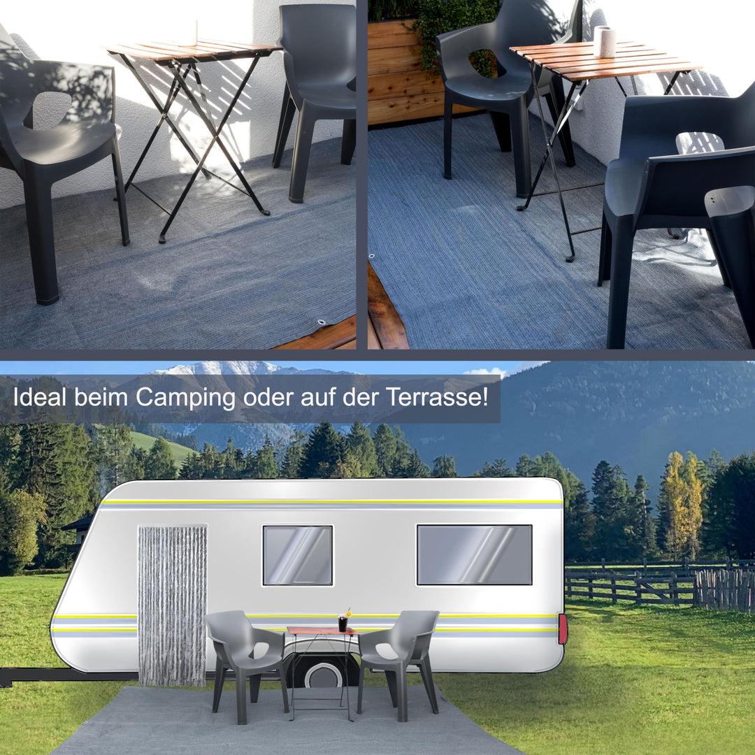 Vorzeltteppich 300x400 cm HDPE Grau-Blau mit Heringen und Tasche - Bild 2