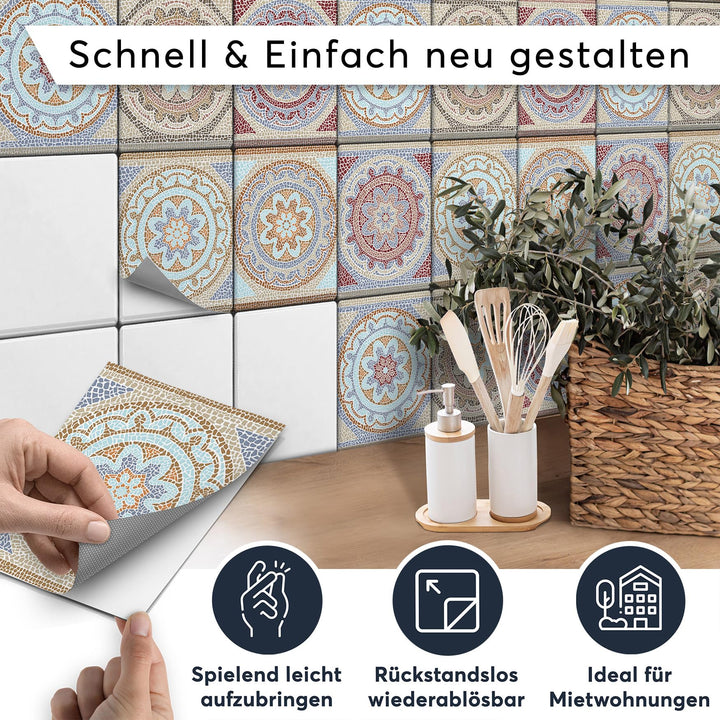 Fliesenfolie Mosaik Afrika selbstklebend 20x25 cm 42-teilig Bad Küche - Bild 2