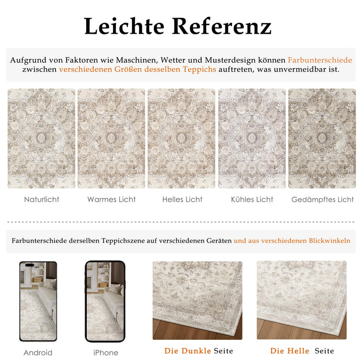 Teppich Vintage Beige 200x300 cm waschbar Wohnzimmer Polyester - Bild 2