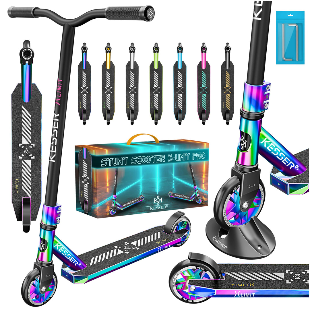 Stunt Scooter 360° Lenkung Aluminium 110mm PU-Räder ABEC 9 mit Ständer