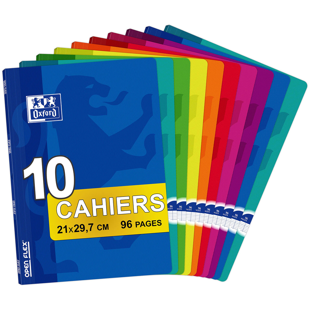 Schulheft A4 96 Seiten flexibler Einband 10er-Pack sortierte Farben