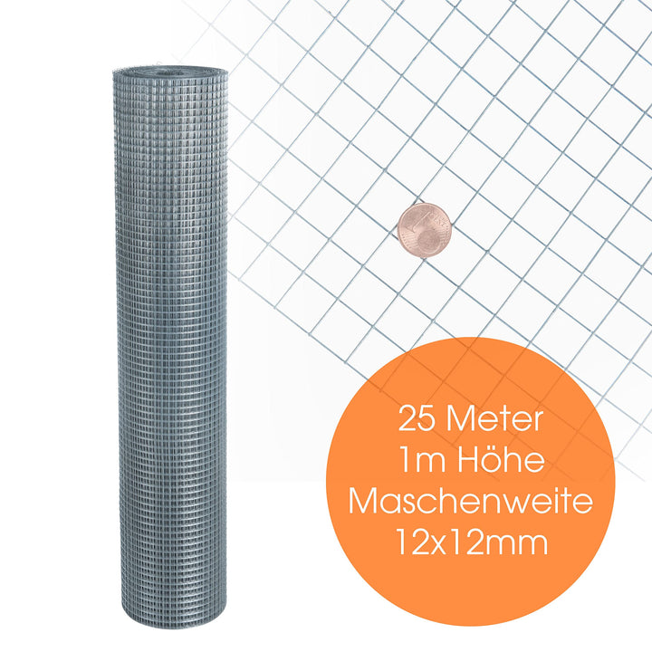 Volierendraht feuerverzinkt 12x12 mm, 1 m hoch, 25 m Rolle - Bild 2