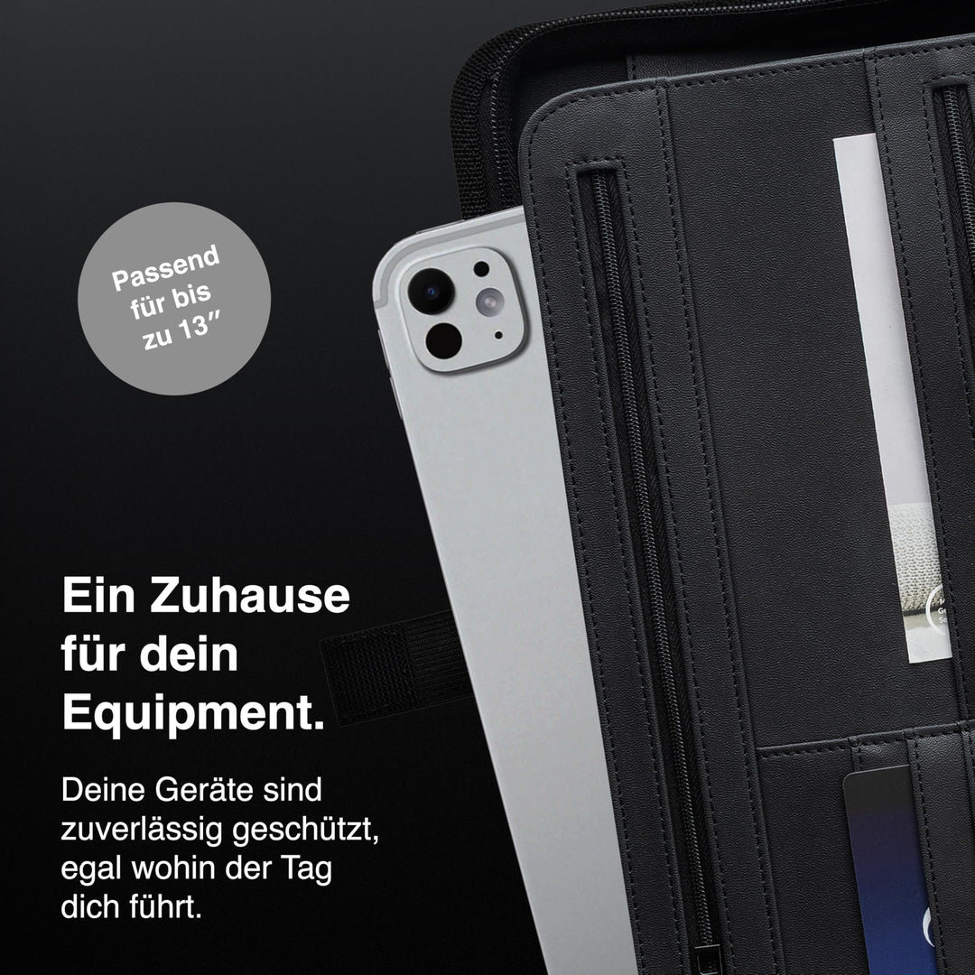 Schreibmappe A4 Kunstleder mit Laptopfach 13" &amp; Reissverschluss, Türkis - Bild 4