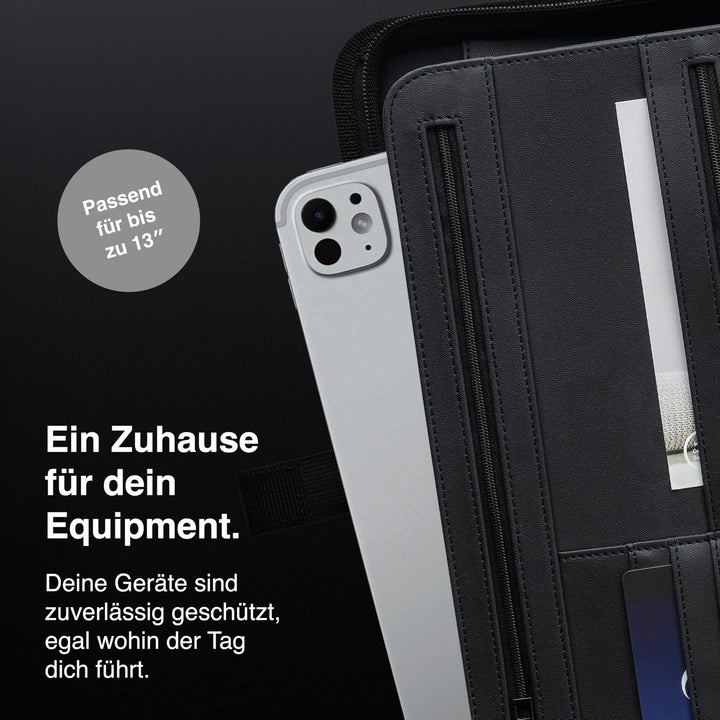 Schreibmappe A4 Kunstleder mit Laptopfach 13" &amp; Reissverschluss, Türkis - Bild 4