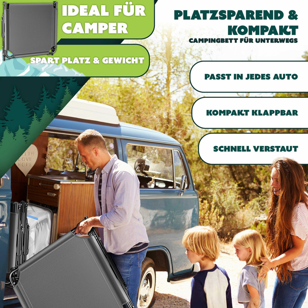Campingbett klappbar 190x68cm bis 250kg Oxford-Gewebe mit Zubehör - Bild 7