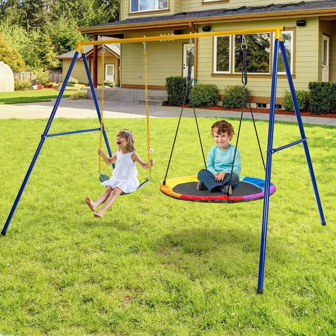 Schaukelgestell Metall A-Rahmen 300 kg Outdoor mit Karabinern - Bild 9