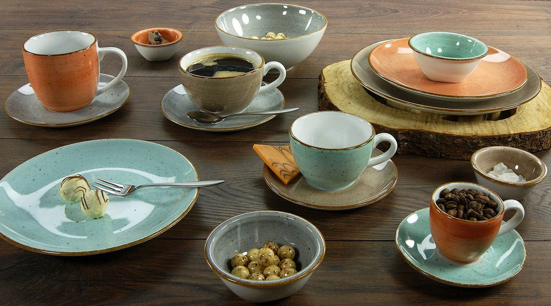 Kaffeetassen Set Porzellan 8-teilig Vintage-Design handgemalt - Bild 2