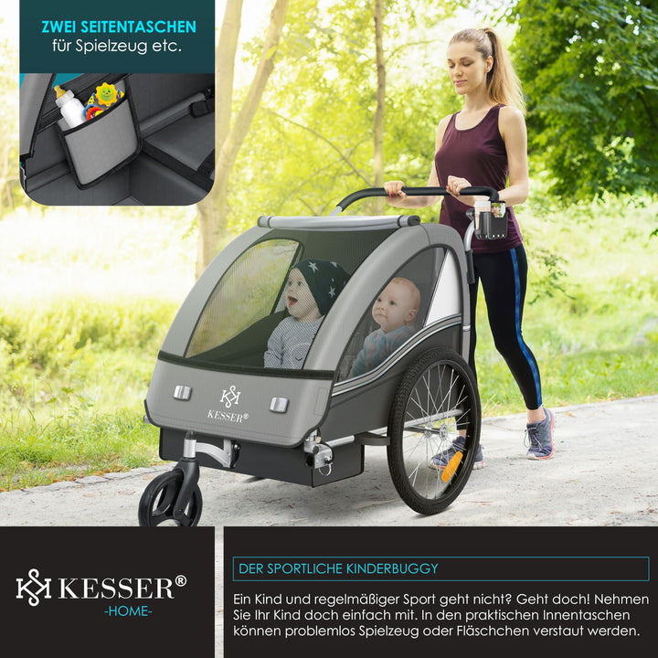 Kinderfahrradanhänger 2in1 Jogger &amp; Buggy für 1-2 Kinder bis 40 kg - Bild 6