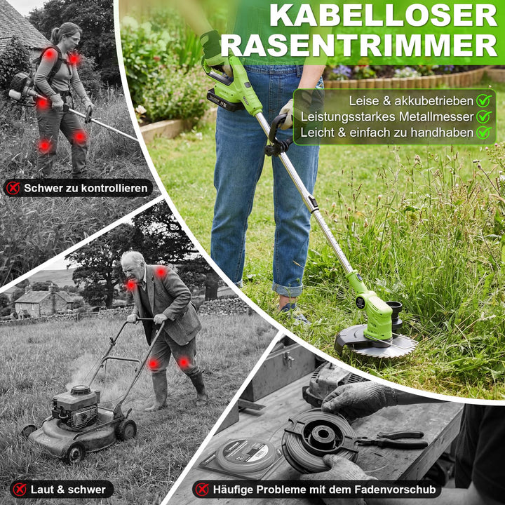 Akku-Rasentrimmer 4-in-1 mit 2 Akkus 21V LCD-Anzeige 24000 U/min - Bild 8