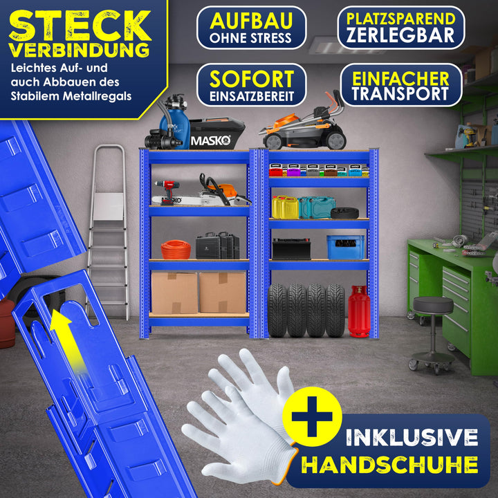 Schwerlastregal 2er-Set Metall MDF 160x80x40 cm 700 kg Keller Garage - Bild 6