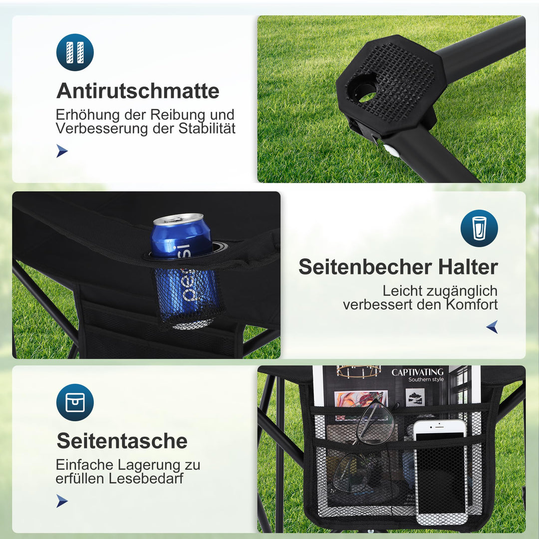 Campingstuhl klappbar 2er-Set mit Kühltasche 120 kg belastbar - Bild 6