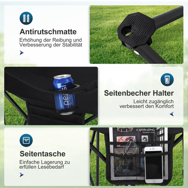 Campingstuhl klappbar 2er-Set mit Kühltasche 120 kg belastbar - Bild 6