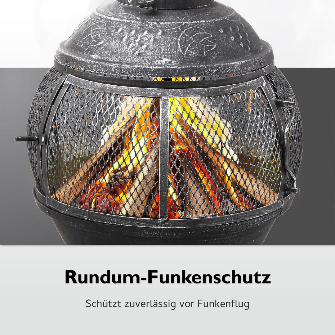 Gusseisen-Gartenkamin mediterran Ø 52 cm, 140 cm hoch mit Funkenschutz - Bild 5